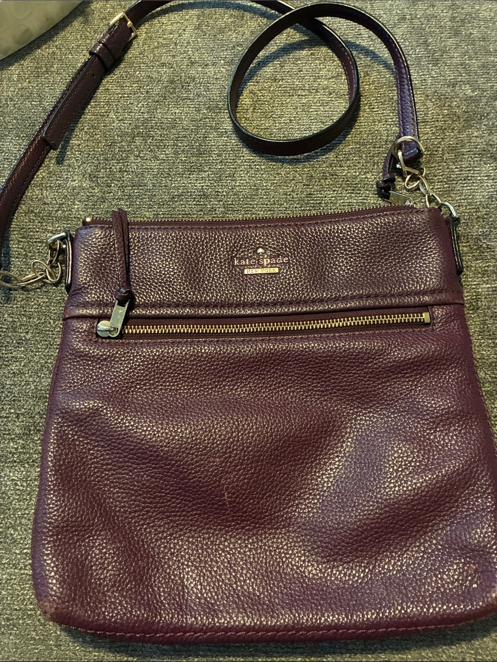 kate spade Pebbled Leather Crossbody Bag in Plum (Deep Wine)